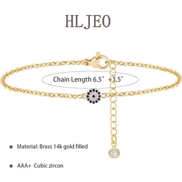 Guld Armbånd til Kvinder, 14K Guld Onde Øje Armbånd Perle Armbånd Sparkle Armbånd Twisted Bead Armbånd Dainty Guld Justerbare Armbånd Diamant Armbånd Lagdelt Læber Kæde Armbånd Smykker til Kvinder Piger Gave