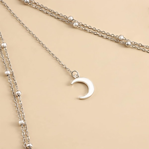 Sexet måne lårkæde sølv kvast Halvmåne vedhæng elastiske perler læg