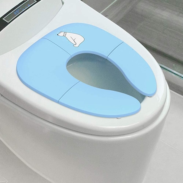 Foldbar Potte med Bærepose, Baby Pottetræningstoilet Sæde, Bærbar Rejsetoilet Sæde B (Blå)