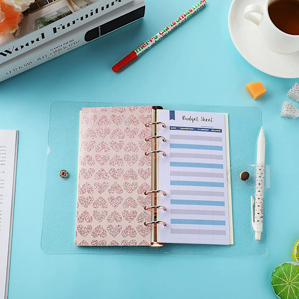 2-Ring Clear Binder Covers, Personal A6 Transparent PVC Binder Cover Notebo