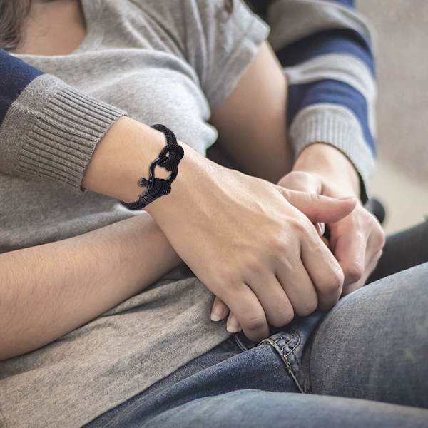 Män Kvinnor Stål Skruv Ankare Shackle Nautisk Sjöman Rep Armband Wrap Armband svart