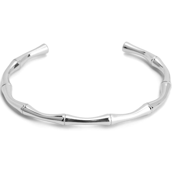 Rustfrit stål klassisk almindelig bambus stil åben manchet bangle armbånd