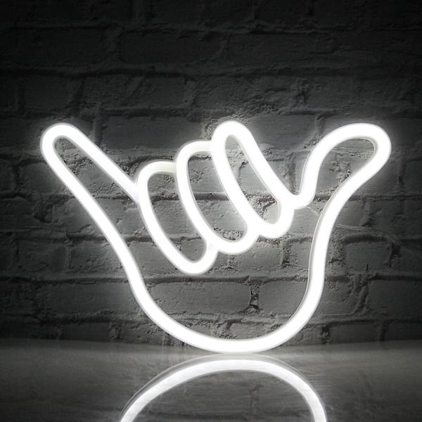Finger Neon Sign Lucky Gesture Hvit Neon Neon Lys Skilt Håndformet Neon