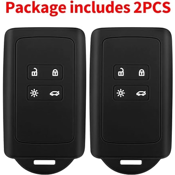 2pcs Car Key Accessory Compatible with Renault Smart Key 4-Button, Soft Sil