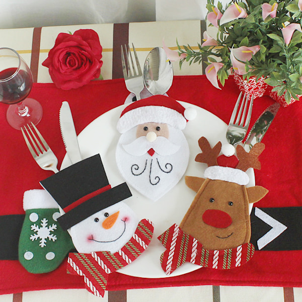 Julbestickshållare, 6 stycken julservispåsar, julbestickspåse, julsilvervaruhållare, julbestickshållare dekoration, jul