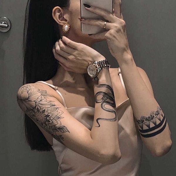 5 kpl käärme tatuointi tarrat mustavalkoinen väri väliaikainen siirto tatuointi