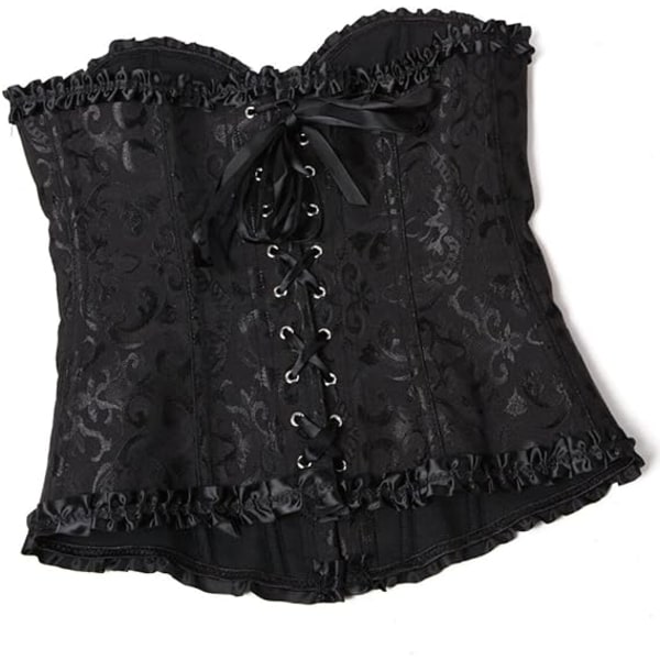 Kvinders Snørebånd Bonet Overbust Korset Bustier Lingerie Bodyshaper Top Sort