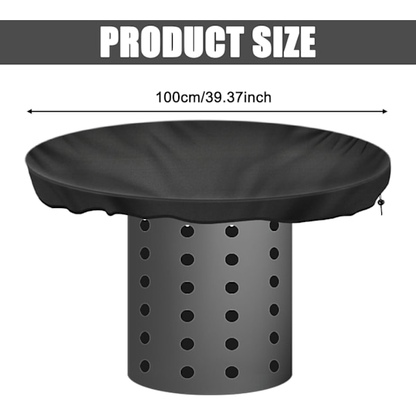 Skyddande överdrag för eldplatta: diameter 100 cm, 420D, vattentät, UV-beständig, rund, svart, vattenavvisande, för kokplatta och spis