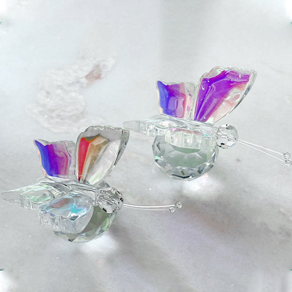 Krystal Glas Flyvende Sommerfugl Med Kugle Figur Ornamenter Hjem