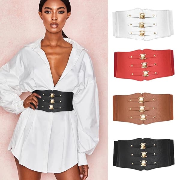 2 stk. Retro skinn elastisk kostyme midjebelte snøring slips