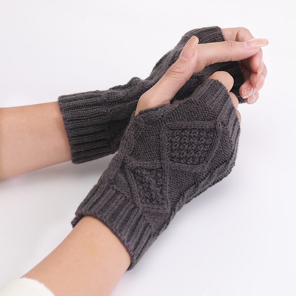 4 Par Knittede Fingerløse Handsker, Kvinder Vinter Varme Handsker, Klassiske Strikkede Handsker til Håndledsvarmere En Størrelse Multifarvet