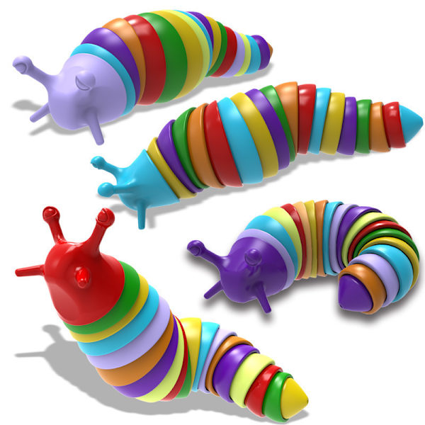Fidget Slug Legetøj, 2PCS 3D Leddelt Klæbrige Stræk Sensoriske Legetøj, Fleksibel