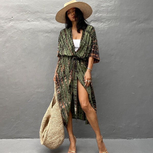 Long Beach Klänning för kvinnor, Bohemian Kimono Cover Up