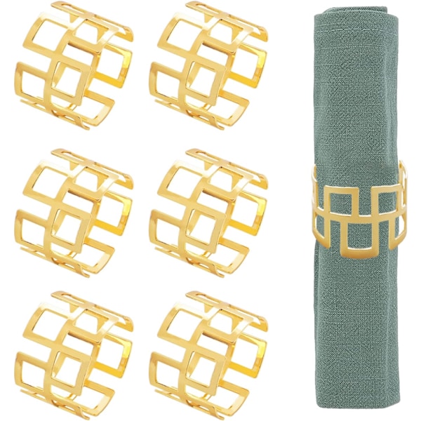 Serviettring, 6 stk serviettringer bordserviettholder metall serviettring for Valentinsdag, jul, familiegjenforeninger bryllupsdekorasjon