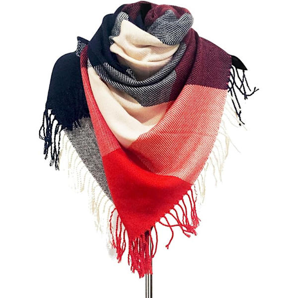 Dam Scarf Fashion Lång Rutig Sjal Wraps Stor Rutnät Vinter Varma