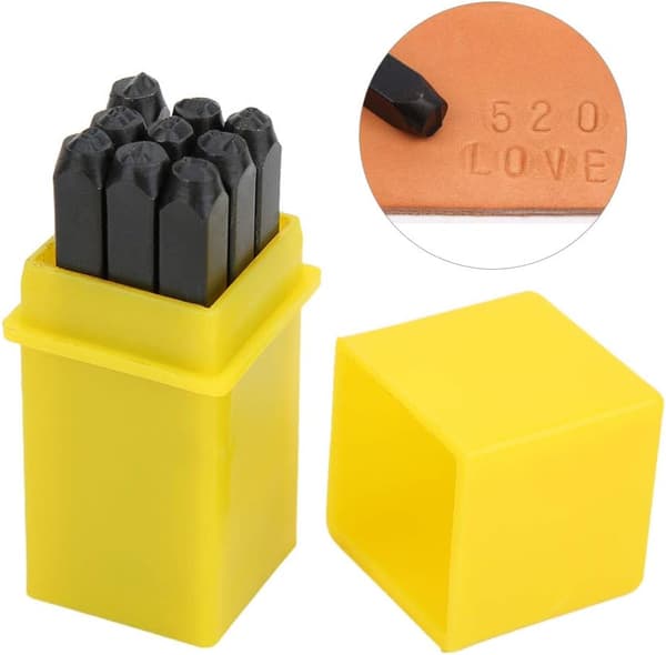 Set med 3 mm kolstål siffror stansar för läder, trä, smycken