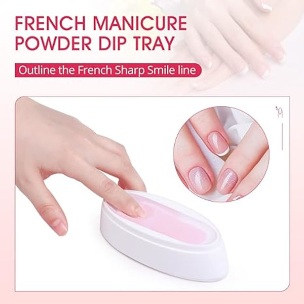Negle Dip Container Dipping Powder Bakke Fransk Negl Smil Linje Støbning Manic