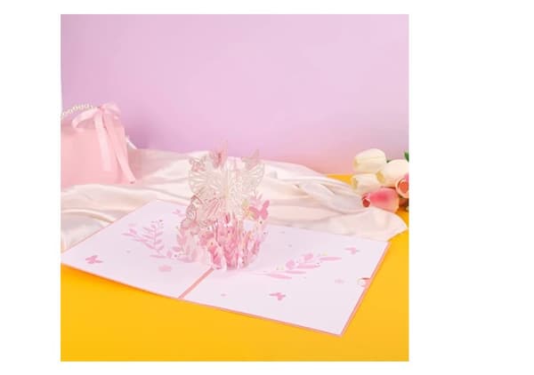 3D Pop Up Fjärilsblomma Jul Kort