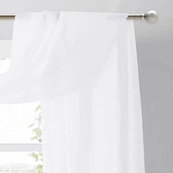 Gennemsigtige baldakin seng gardiner paneler - Hjem dekoration gennemsigtig voile slør Valance til bryllup (1 panel, 1.5*6m, hvid)