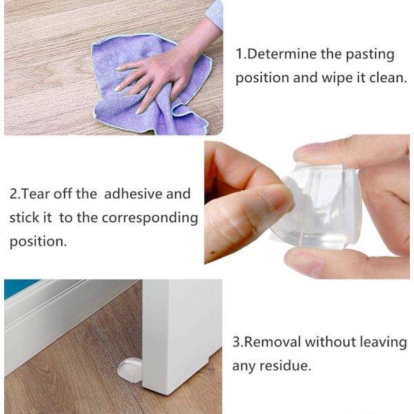 Dørstoppere, [Sett med 4] Transparent dørstoppere og stoppere Klebende dørstopper for gulv og parkett 4.1*3.9*2CM