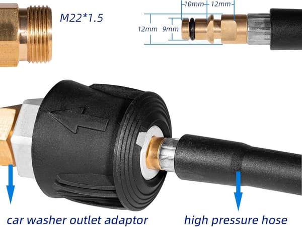 Högtryckstvätt Snabbkoppling M22 14MM Slangadapter Koppling fo