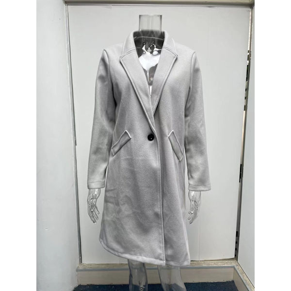 Grå Trenchcoat for kvinner Jakke Vinter Hette Oversized Elegant