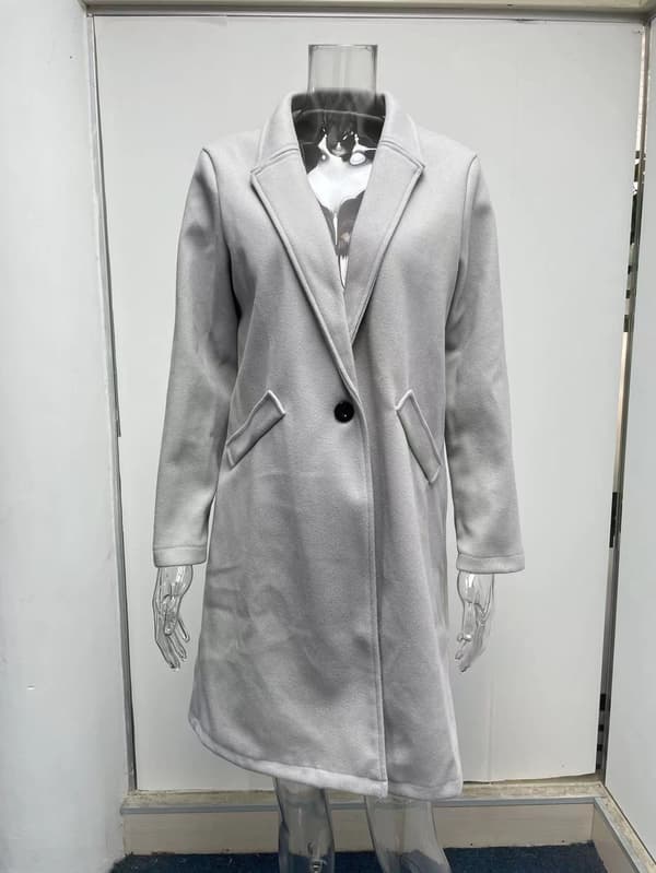 Grå Trenchcoat för kvinnor Jacka Vinter Huva Oversize Elegant