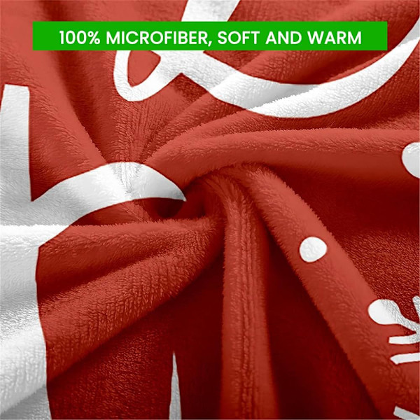 Juleplaid, Flannel Fleece Plaid 100 x 150 cm Blød og Fluffy, Rød Vendbar Fleece Plaid Varmt Juleplaid til Sengetøj Sofa TV