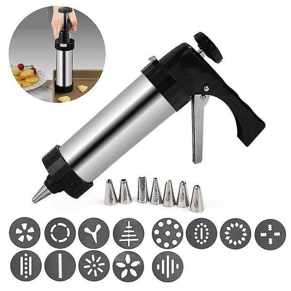 Diy manuel cookie press maker maskingevær, rustfrit stål rørformede dyser bi