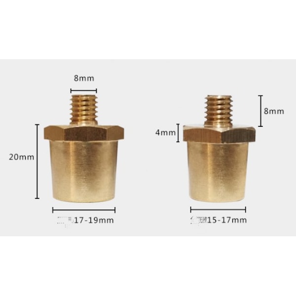 Par af M8 messing batteriadaptere, batteriterminaler til litiumbilbatteri