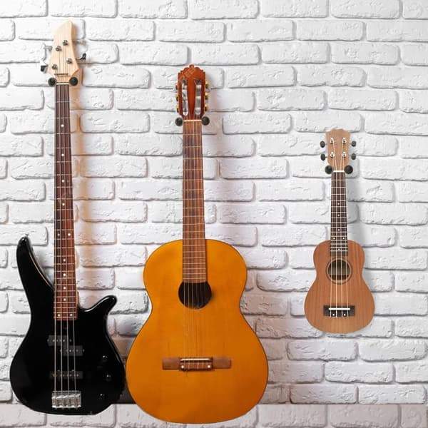 Paket Universal Gitarr Väggfäste Hängare med Bas, Gitarrkrok Hållare kompatibel Akustisk Elektrisk Klassisk Bas Mandoliner Ukulele Gitarrtillbehör