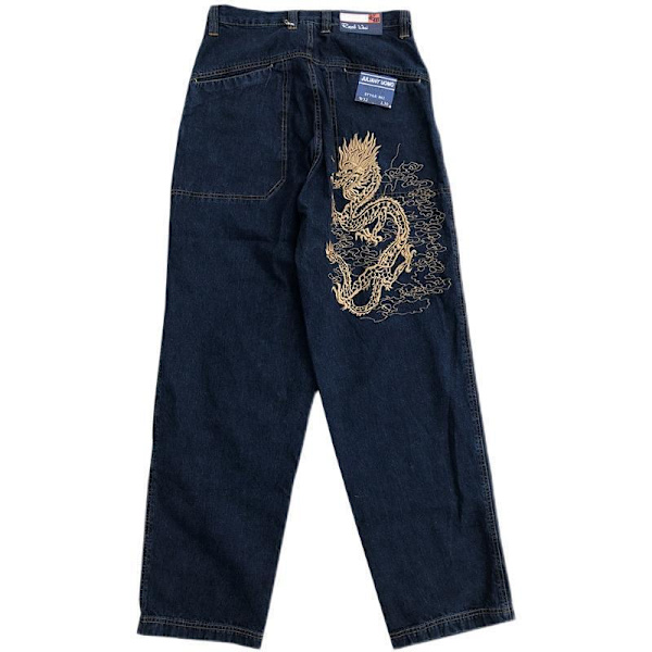 Amerikanske retro street loose broderede lige ben jeans kvinder 2022 nye c