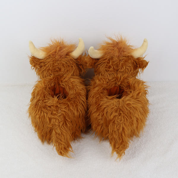 Highland Cow Tofflor, Plysch Skotska Ko Tofflor, Mjuka Varma Djur Tofflor Hem Inomhus Tofflor (sula 29cm)