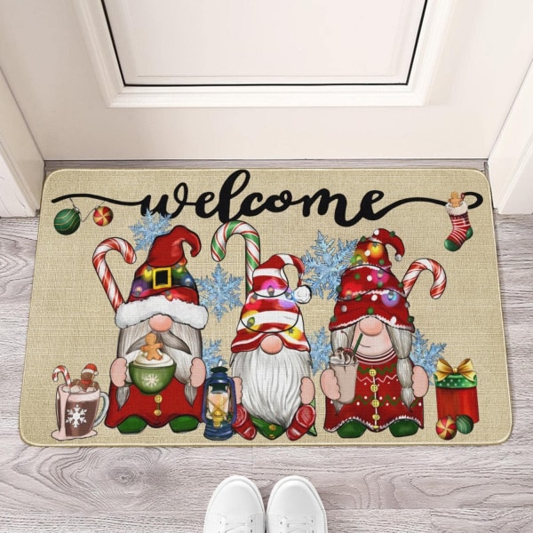 Christmas Doormat Carpet Fun Gnome Truck Front Welcome Decorative