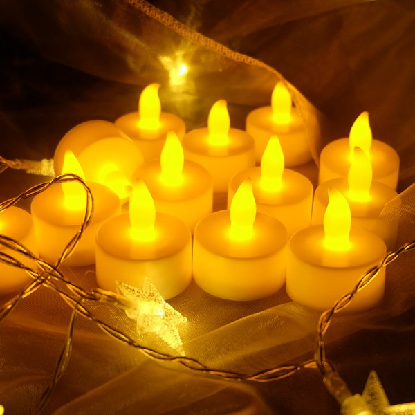 Led-lys, flammefrie lys, julelys, festlys, julebelysning, realistisk lys, batteridrevet