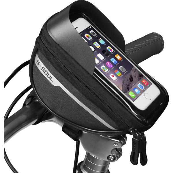 Cykeltelefonpose Rammepose, Vandtæt Cykeltelefonholder MTB Rammepose Styrtaske Touchskærm til Smartphone Under 6,5 Tommer (Sort), Fontainebleau