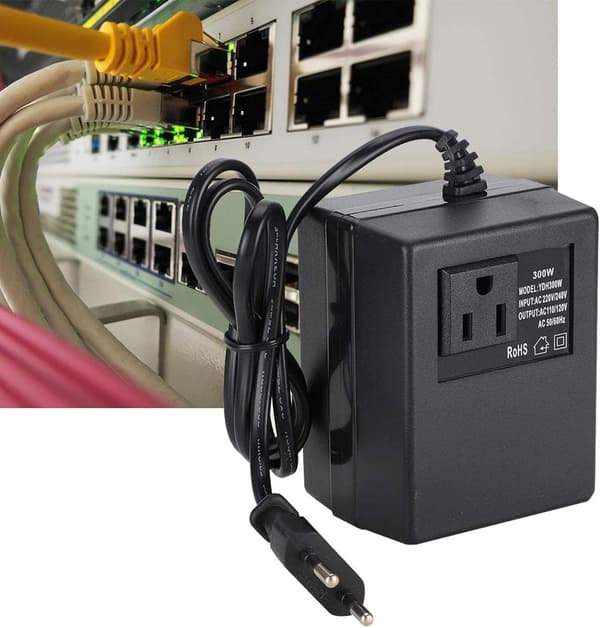 EU Pluggkonverter, Reisepluggadapter, Strømtransformator Spenningsomformer Svart 300W AC 220V til 110V EU Pluggadapter (EU)