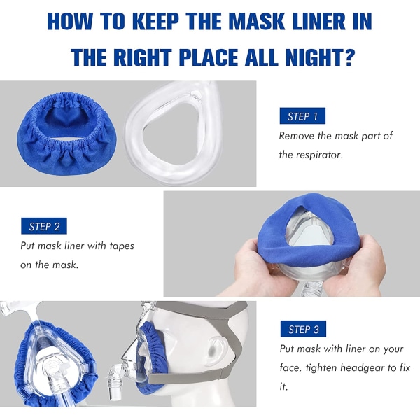 5 pakker CPAP maskeforinger Gjenbrukbare myke deksler Reduserer luftlekkasjer og blemmer