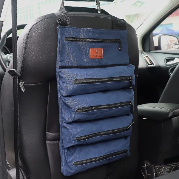 Monikäyttöinen sininen Roll-Up-työkalulaukku helppoa järjestämistä varten