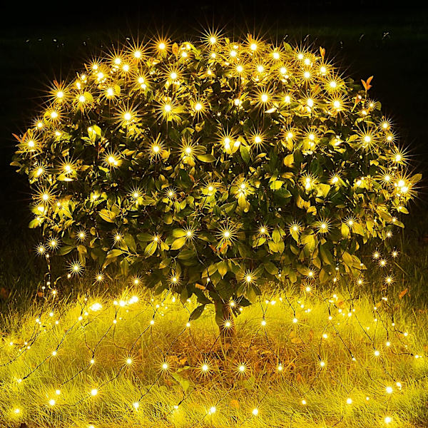 LED-julnätlampor, 96 LED-lampor 1,5*1,5 m utomhus julnätlampor med 8 lägen, timer, anslutningsbara, vattentäta och hållbara gröna Weir-design för träd, buskar, trädgårdsjuldekoration
