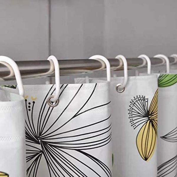 12 stk C-formede dusjgardinringer i plast, hvite