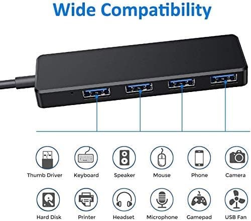 4 porter USB-hub for bærbar PC/Macbook Ultra Slim bærbar USB-hub