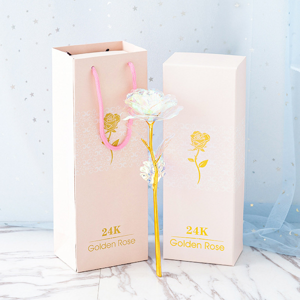 24 karat forgyldt diamantrose 24k rose i gaveæske guld