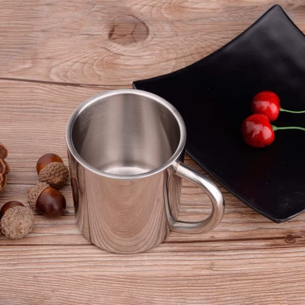 Kaffe Kopper Dobbeltveggede Camping Kopper 220ml Rustfritt Stål Krus med Håndtak