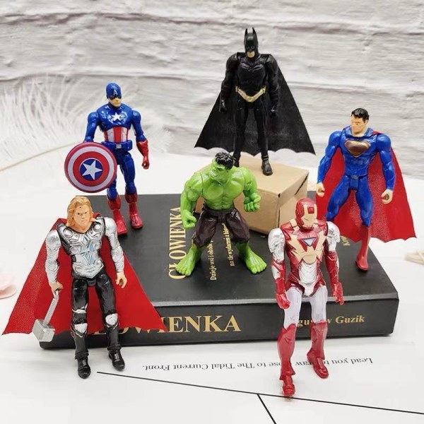 6 stk/sett Marvel Dc Superhelt Action Figur Leker Superman Iron-man