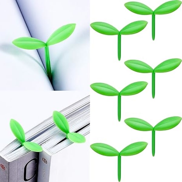 Sprout Little Green Bokmärken Mini Green Sprout Bokmärken Silikon Gräs Knoppar Bokmärken Kreativa Gåvor för Bokälskare Läsning (6 Stycken)4*4cm Grön