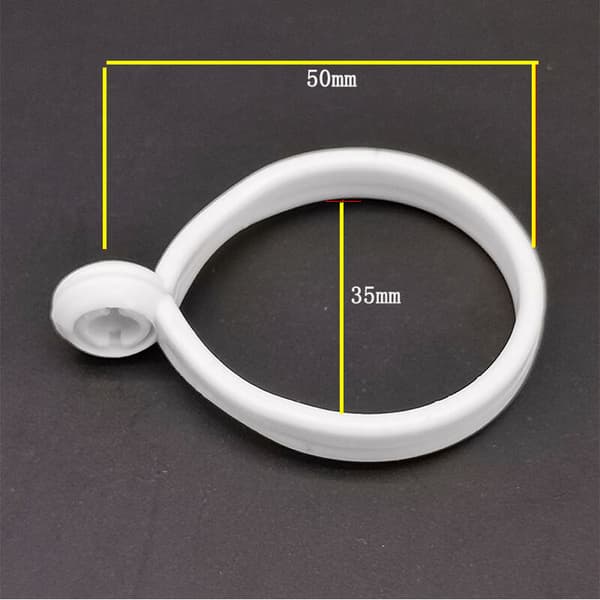 35 mm vita plast duschdraperiringar, 100-pack