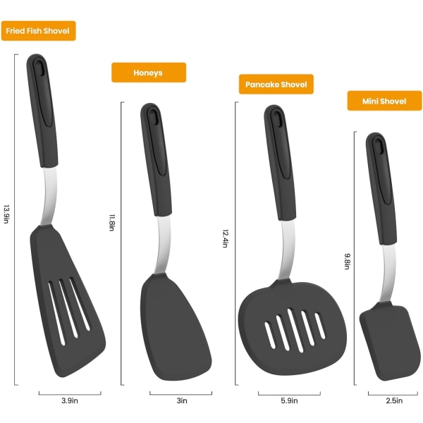 Silikonspatelset för non-stick-köksartiklar,  Gummini-minispatlar, Inga repor