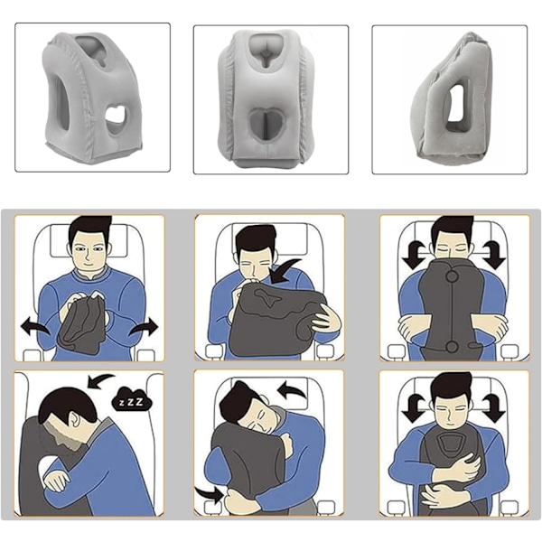Uppblåsbar Resepudde, Flygplans Nackkudde Nackstöd Kudde Huvudstöd Vuxen Bärbar Resepudde Snabbt Uppblåsbar Kudde för Flygplan Bilar Tr