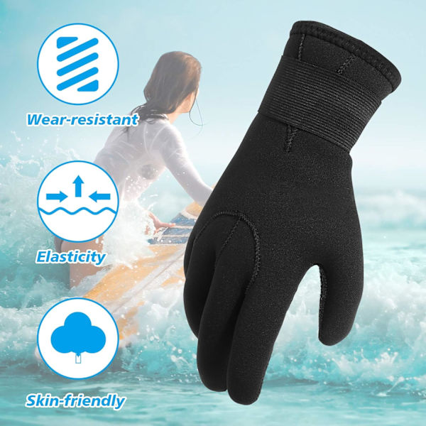 3mm Neopren Dykkehansker, Termiske Anti-Skli Dykkehansker, Elastiske Dykkehansker for Menn Kvinner Dykking, Surfing, Kajakkpadling, Snorkling, Seiling, B